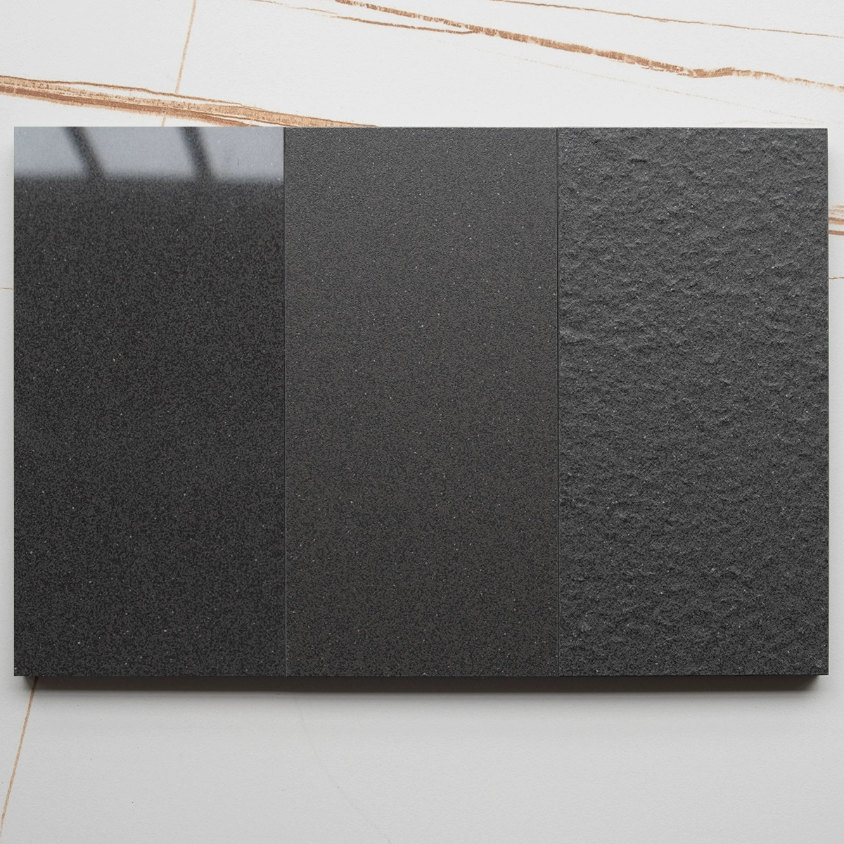 Полностью керамическая черная глянцевая матовая гранулированная шероховатая поверхность черная антискользящая плитка для пола и стен