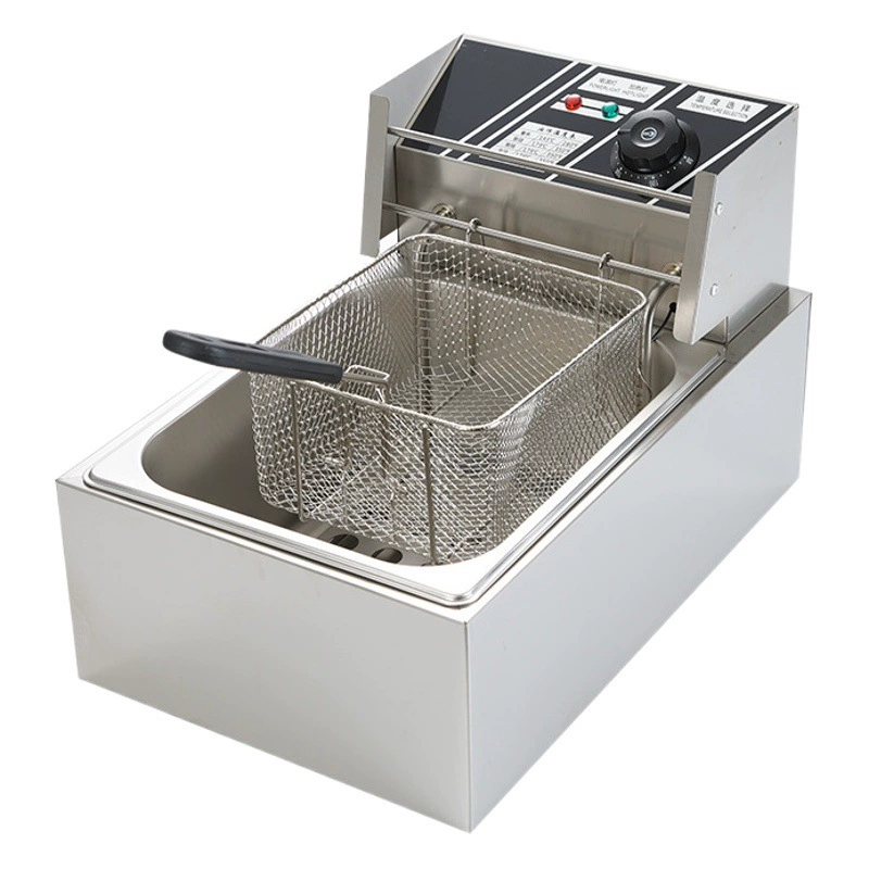 Коммерческая фритюрница, одноцилиндровая фритюрница, 6 л, одноцилиндровая одноэкранная электрическая фритюрница, коммерческий термостат, фритюрница с таймером, кухонное оборудование в западном стиле