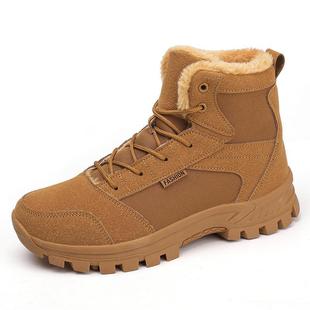 2025 new warm men's outdoor high-top sneaker hiking shoes cold snow boots cross-border plus size fleece-lined men's shoes