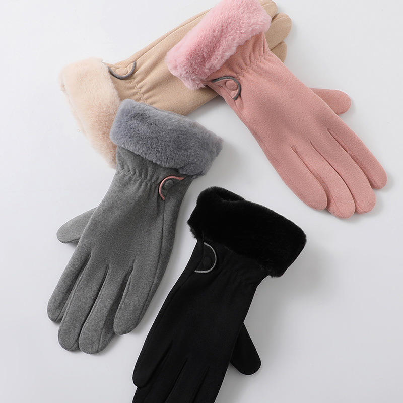 Guantes térmicos para mujer con forro polar para montar y conducir engrosados ciclismo a prueba de viento al aire libre de terciopelo a prueba de frío Otoño e Invierno guantes