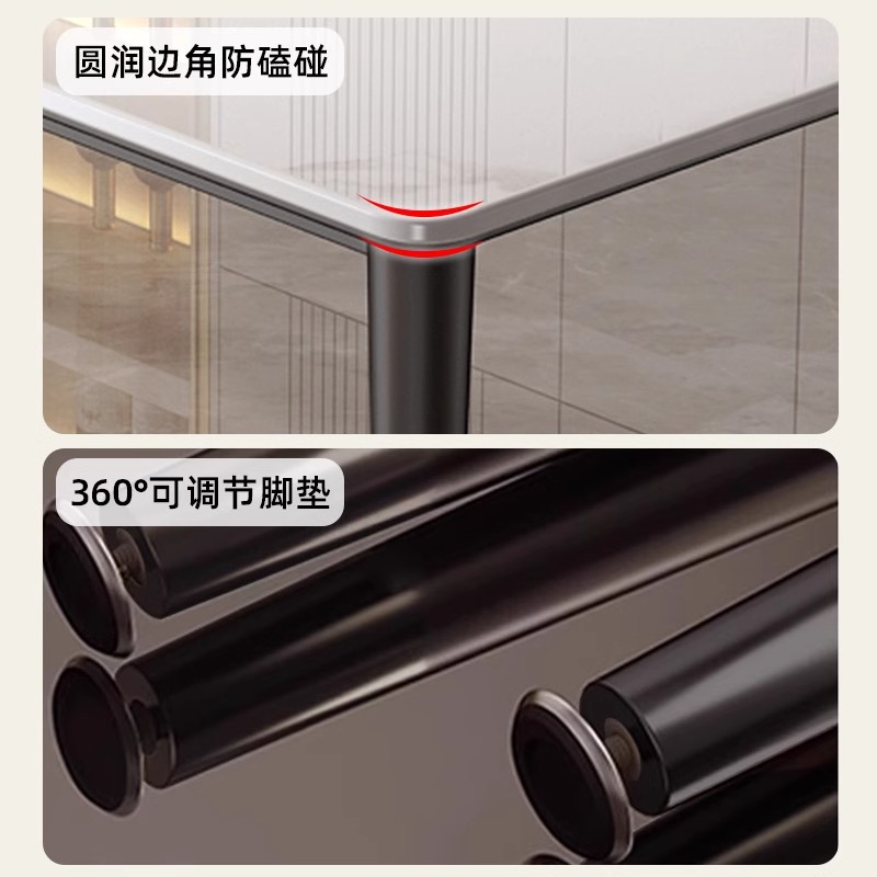 岩板餐桌椅组合家用吃饭现代简约2025新款高级感小户型长方形饭桌 5