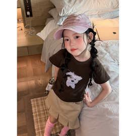 韩范童装小狗印花短袖t恤女童夏季洋气中小童女宝宝可爱修身上衣
