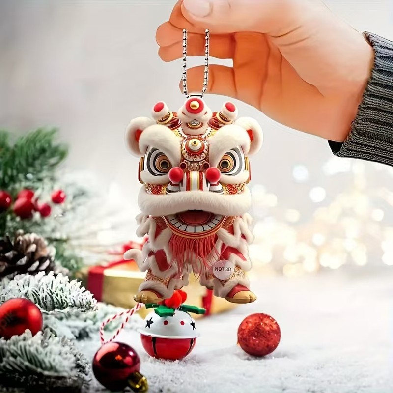 Colorful Transparent Acrylic Cute Lion Awakening Chinese Style Pendant Jewelry Creative Doll