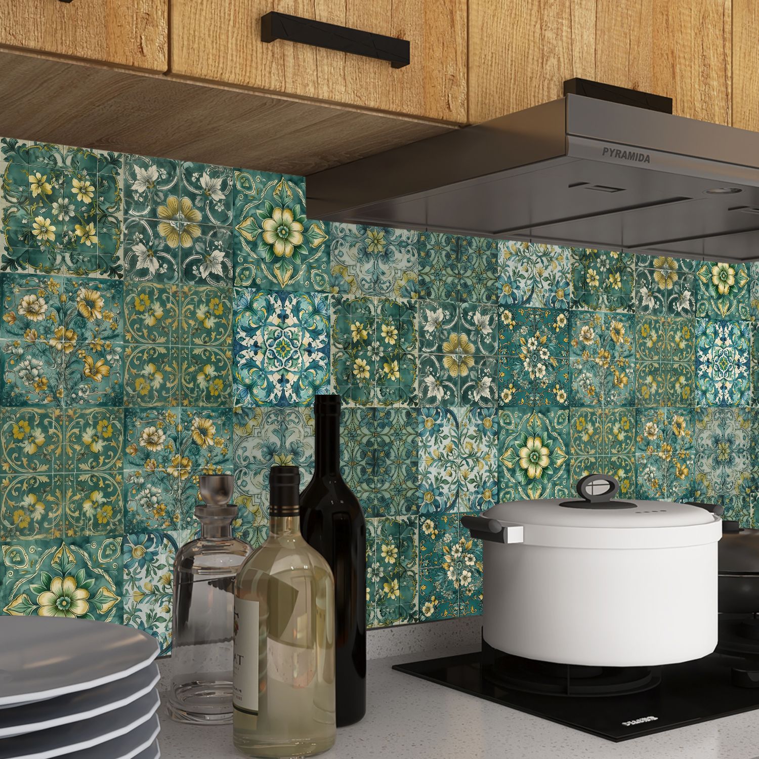 10 Pieces European Style Self-Adhesive Crystal Thickened Tile Stickers Waterproof Oil-Proof Kitchen Wall Decoration_voghion.com