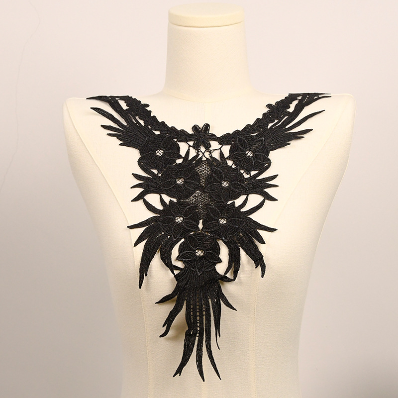 绣花水溶蕾丝衣领镂空涤光丝刺绣大领花服装辅料diy绣片宽花边