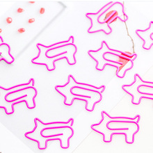 動物回形針小豬彩色50mm異形可愛創意曲別針造型卡通書簽紙夾盒裝