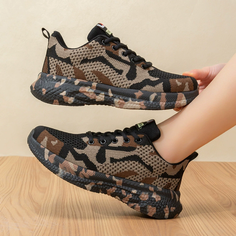 Камуфляжная обувь для мужчин и женщин, повседневная спортивная обувь большого размера, туфли с дышащей сеткой, мужские спортивные кроссовки для бега на открытом воздухе.
