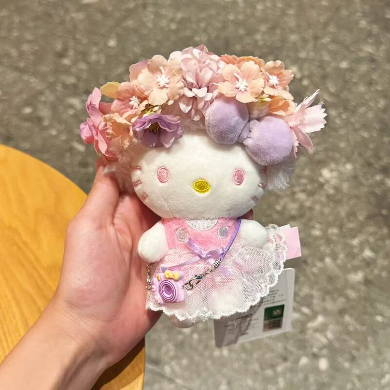 正版hellokitty簪花头套国风少女卡通包包挂件毛绒钥匙扣玩偶礼物|undefined