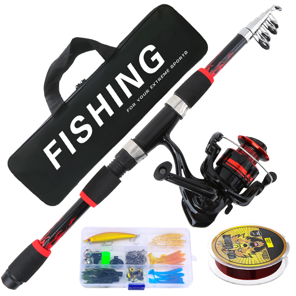 Cross-border lure fishing rod set 1.8M telescopic fishing rod sea rod long-distance casting rod outdoor fishing supplies wholesale