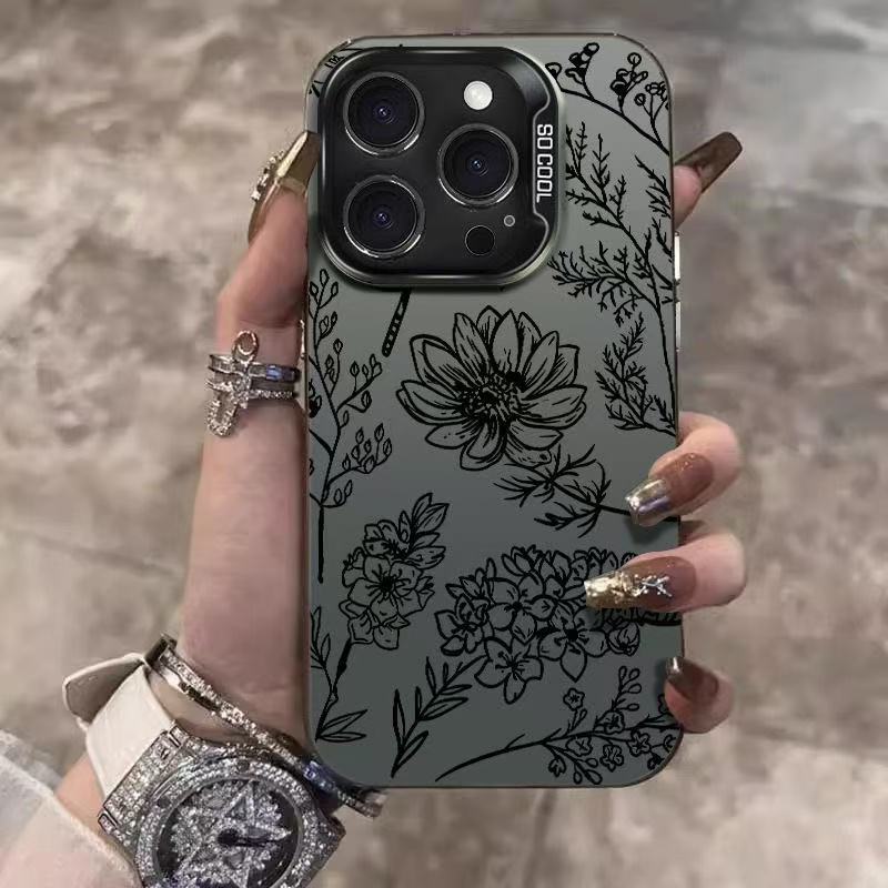 Nueva tendencia flor negra para iPhone 16 funda para teléfono móvil 11 Apple 15promax/14 transfronterizo 13pro12