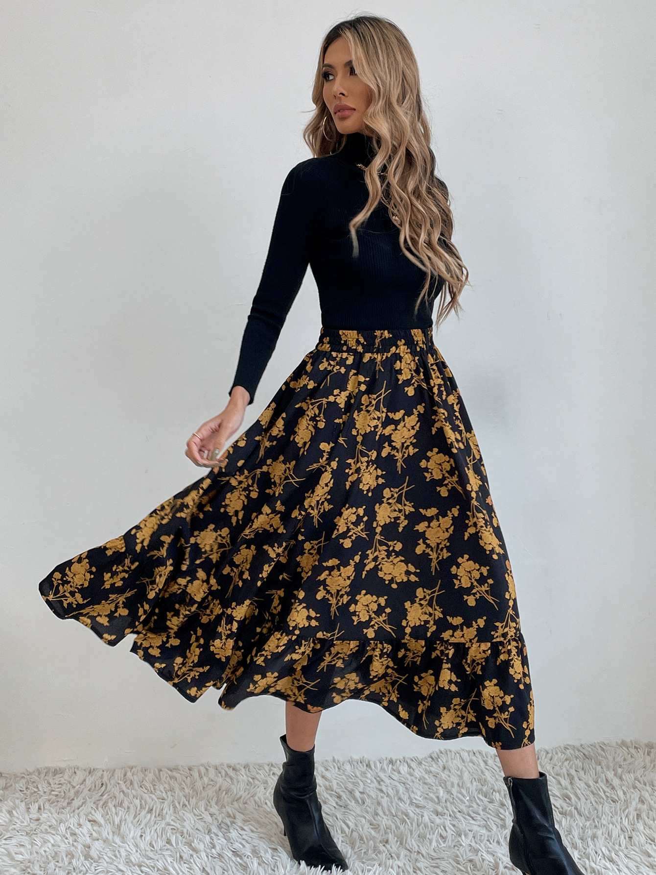 182g Weight Midi Dress Dress Length Type Skirt Dresses Type Spandex, Polyester Fabric Type High Waist Waist Line Inelastic Elasticity Holiday, Daily Occasion Regular Fit Fit Type Ditsy Floral, Leopard Pattern Spring, Autumn Season Women's Gender Casual, Streetwear Style Spring Autumn Casual Streetwear Ditsy Floral Leopard Spandex Polyester Midi Dress Skirts 31