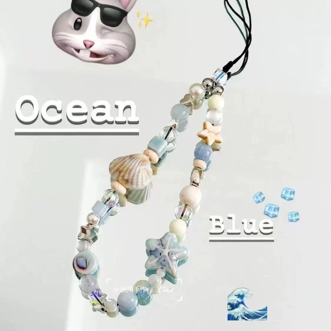 Шнурок для телефона Blue Star Sea Legend, акриловые бусины с ракушкой и морской звездой
