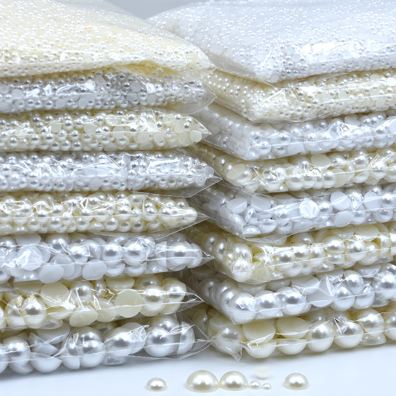 Jewelry accessories highlight half ABS imitation pearl handmade flat patch nail Pearl highlight semicircle imitation pearl