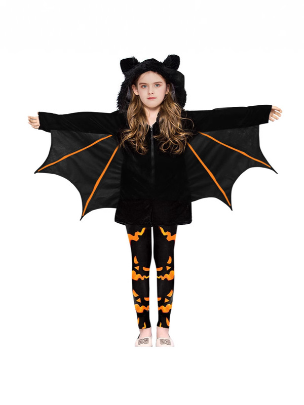 2025 新しいハロウィン子供衣装コウモリマントマントキャットウーマン服パーティーコスプレ衣装|undefined