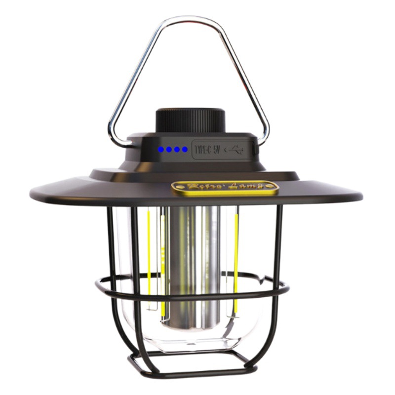 Nuevo modelo privado luz que acampa al aire libre LED retro linterna portátil tienda de Luz Portátil USB recargable luz que acampa