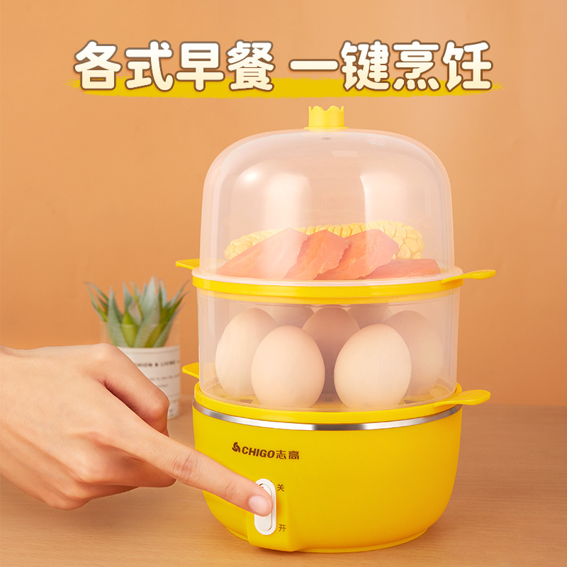 Chigo multifunctional egg cooker with automatic power off small 1-person steamed egg home steamed egg machine gift wholesale factory