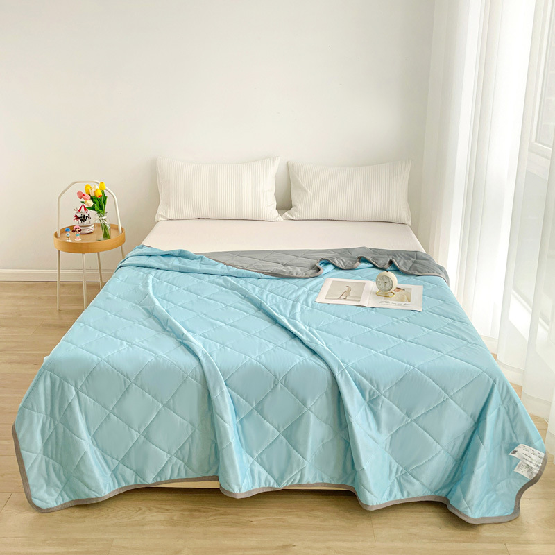 Cool Summer Quilt Ice Silk Air-conditioning Quilt Summer Single Double Thin Quilt Washable Solid Color Cool Silk Summer Quilt Cross Border