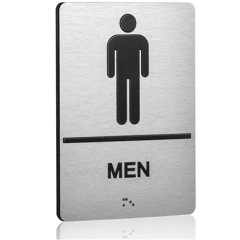 现货外贸英文盲文标牌男女洗手间触摸MEN WOMEN Braille signage