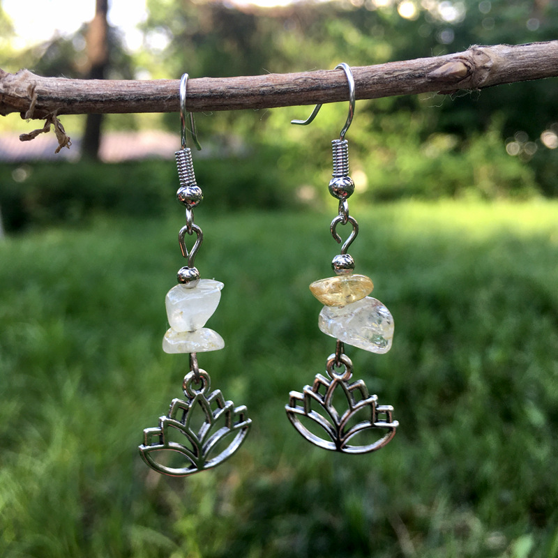 Fashion Irregular Flower Crystal Beaded Hollow Out Drop Earrings 1 Pair