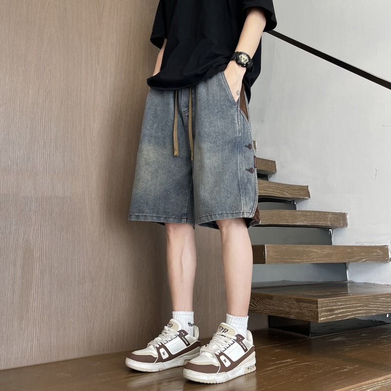 American Retro Denim Shorts for Men, Summer Hot-Selling Loose Trendy Brand Patchwork Five-Point Pants, Casual Cool Versatile Mid-Length Shorts American Retro Denim Shorts for Men, Summer Hot-Selling Loose Trendy Brand Patchwork Five-Point Pants, Casual Cool Versatile Mid-Length Shorts