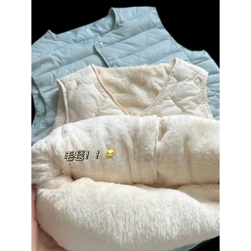 2025 Autumn Popular Milk-Colored Close-Fitting Vest Layered Winter Sleeveless down Cotton Vest Cold-Proof Thick Vest Spandex