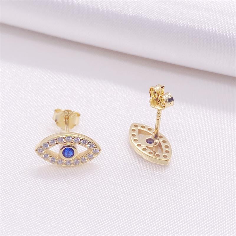 1 Pair Casual Lady Devil's Eye Inlay Sterling Silver Zircon Ear Studs display picture 3