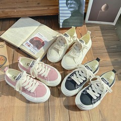 Women's Versatile Han Style Fashion Canvas Shoes 2023 New Model, Thick Sole Puff sole Trendy Streetwear, Hong Kong Style Platform Sneakers