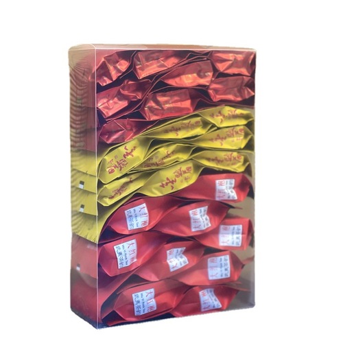 Tieguanyin tea, Anxi Da Hong Pao, Jin Jun Mei, and Xiao Zhong in a PC box, packaged as a viral high mountain black tea, shipped individually.