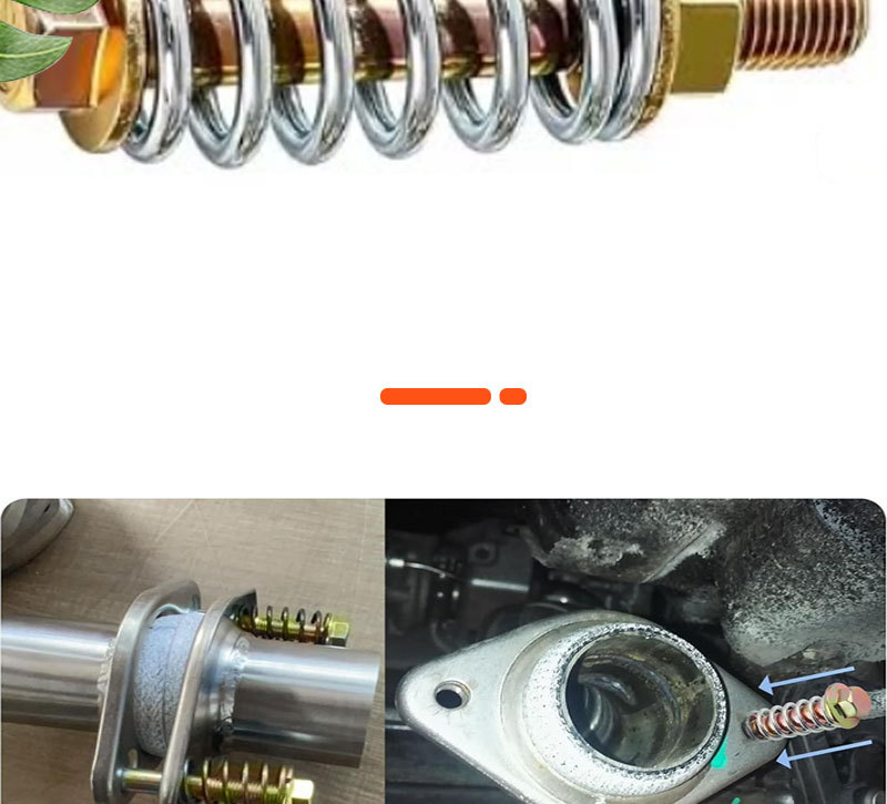 2-piece set of gold-colored car exhaust pipe bolt and nut spring set M10x1.5x75mm