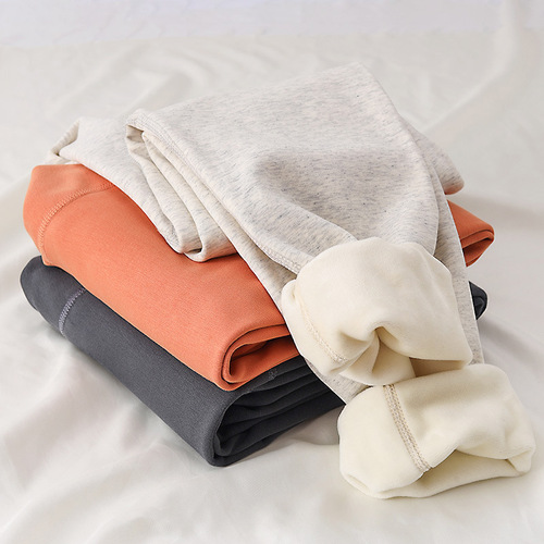 Thermal innerwear men's thickened and flocked pants cotton and wool knee pads autumn pants single piece thread pants cotton pants winter