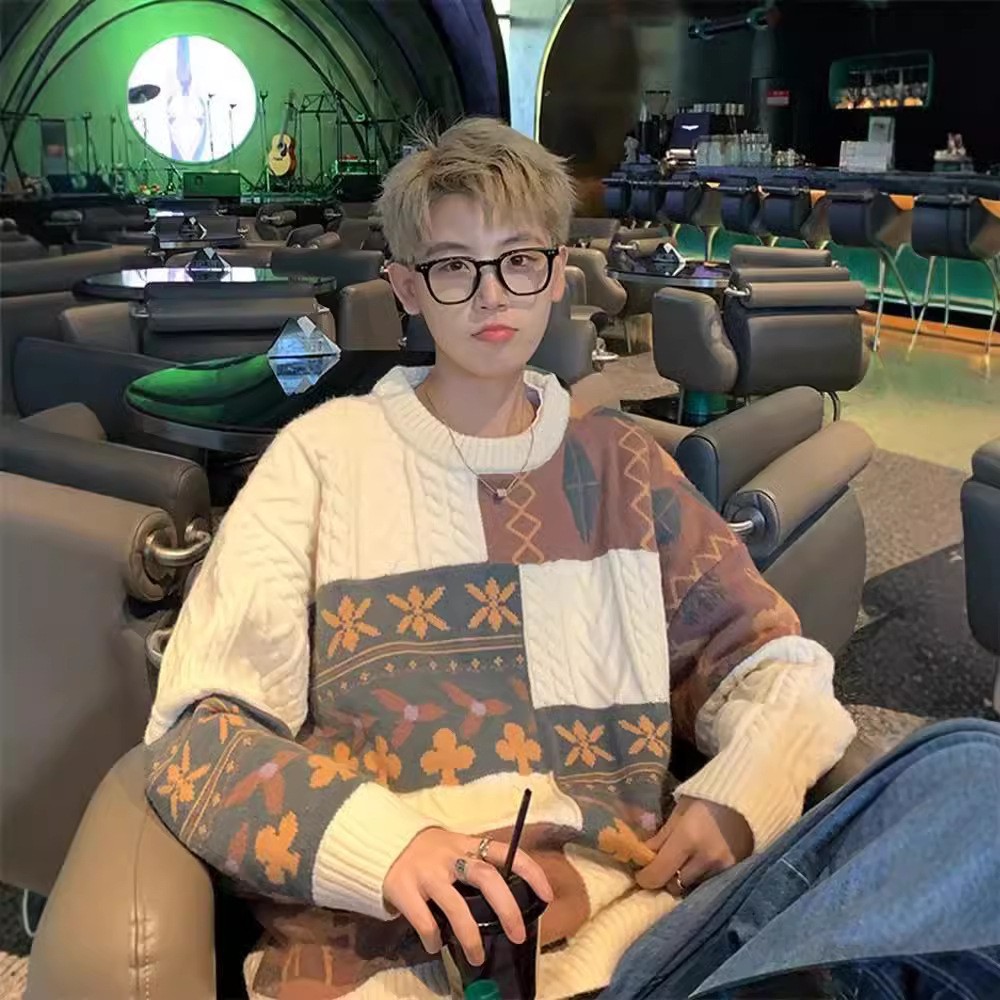 Ins Hong Kong estilo otoño e invierno suéter grueso para hombres tendencia coreana suéter de punto japonés suelto abrigo de suéter perezoso de invierno