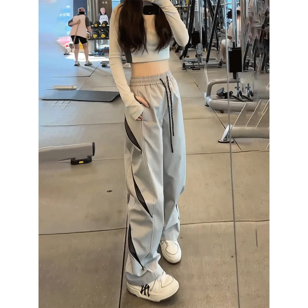 Simple High Street Functional Charge Pants Men's Spring and Autumn Casual Pants Contrast Color Stitching Outdoor Hiking Sports Climber Pants