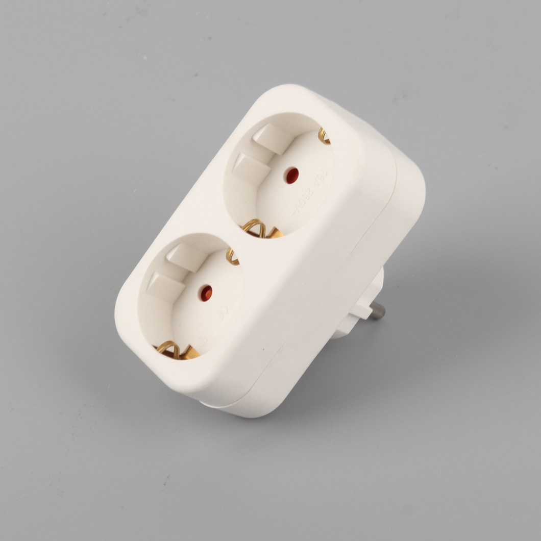 16a 欧标转换插头 欧规德标一拖二旅行插头 schuko 俄罗斯乌克兰