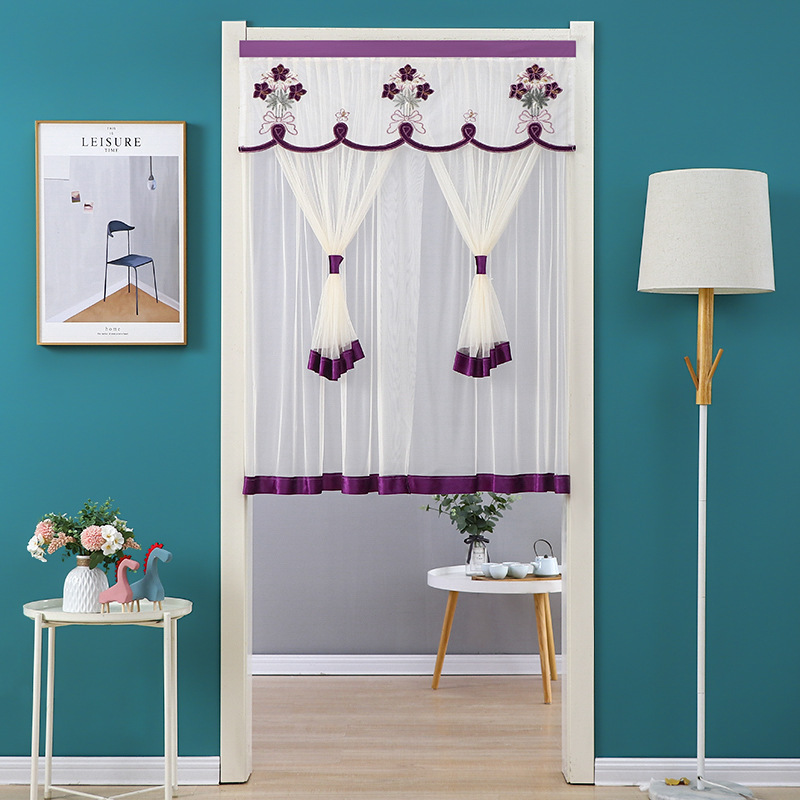 Lace Yarn Door Curtain Simple Household Anti-mosquito Four Seasons Double Layer Partition Curtain No Punch Easy Installation Bedroom Yarn Door Curtain
