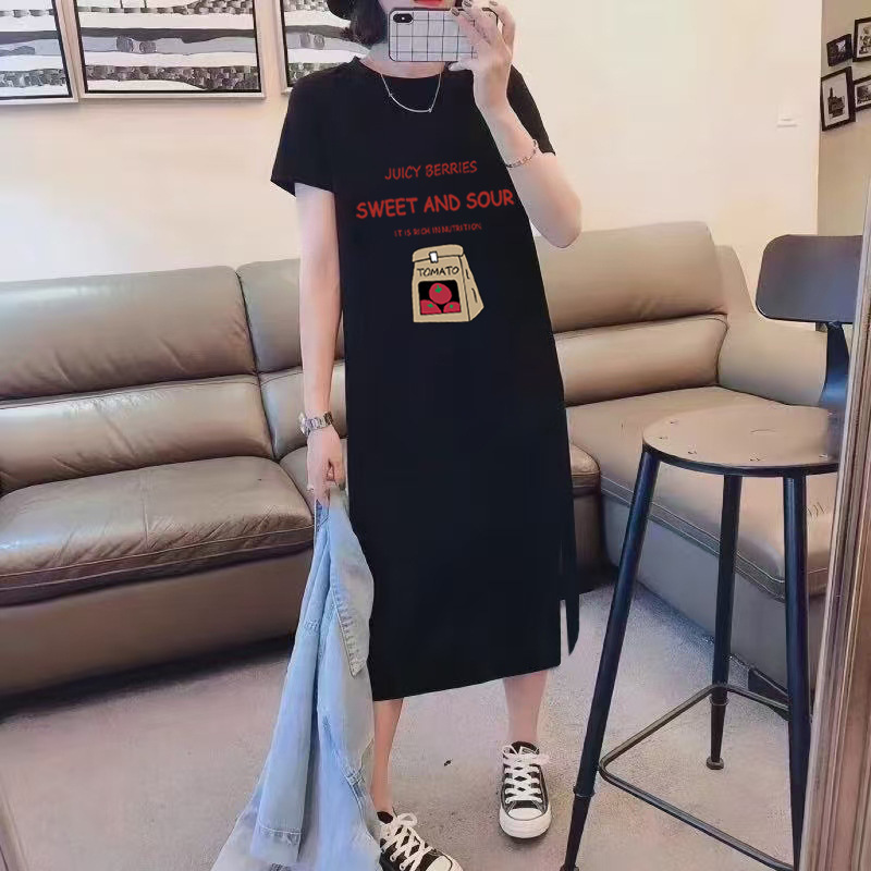 純綿tシャツのスカートの女性の夏の大きいサイズはゆったりしています。|undefined