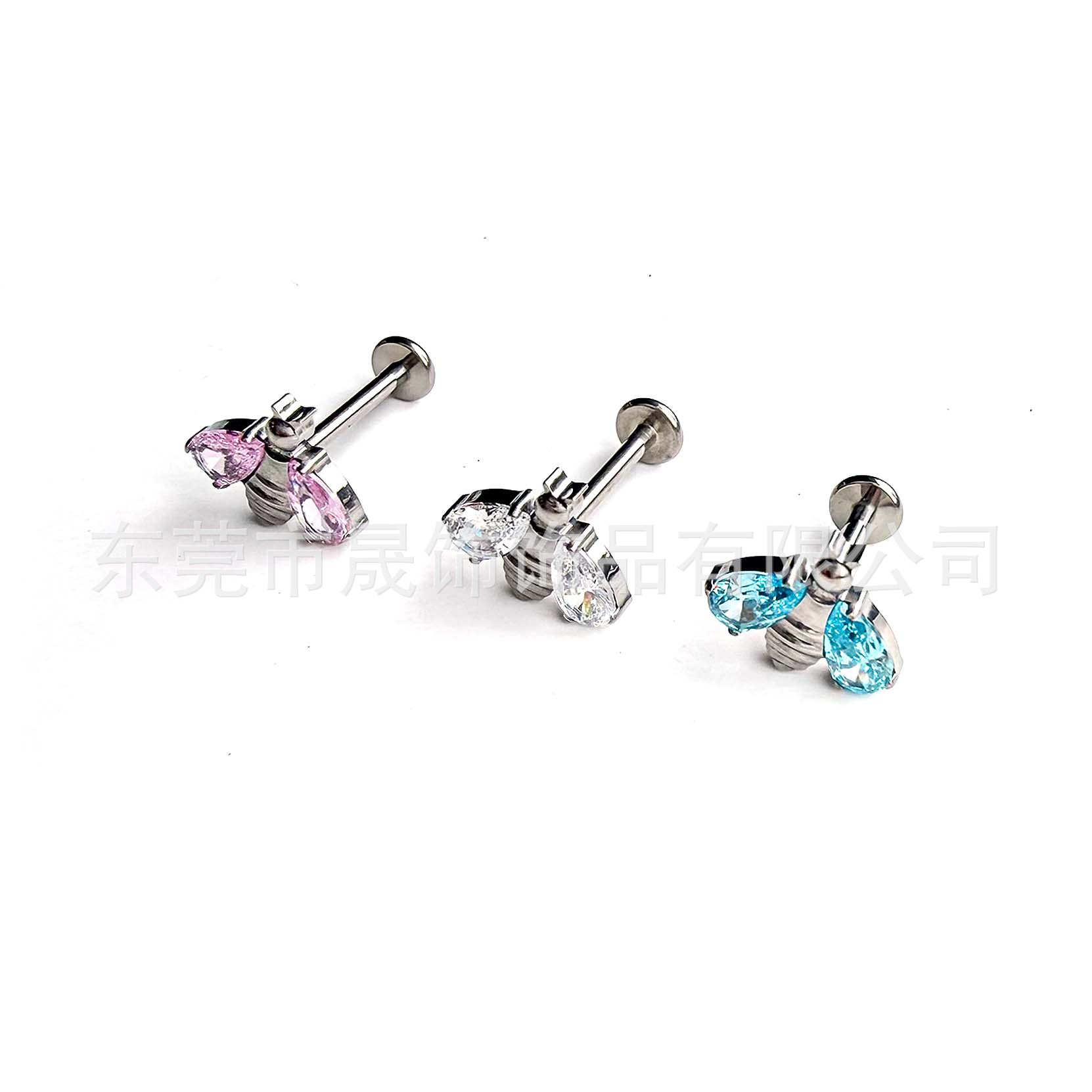 Titanium Alloy Ear Stud F136蜜蜂 Studded Cubic Zirconia Ear Stud G23 Titanium Helix Cartilage Stud Ear 饰