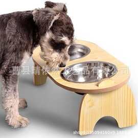 狗狗食盆碗支架中大型宠物水碗架木制宠物喂食器保护颈椎宠物食架