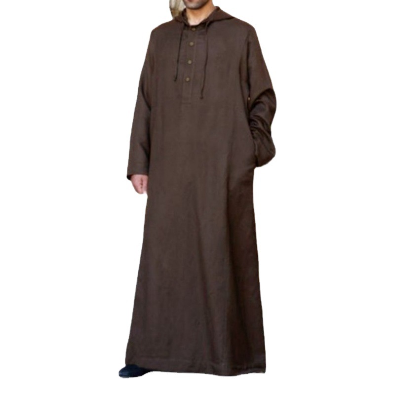 2024 Comercio exterior transfronterizo AliExpress estilo árabe simple larga camisa con capucha de los hombres musulmanes traje de los hombres