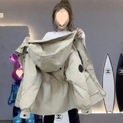 冲锋衣外套女2025春秋新款高级感中长款工装休闲收腰夹棉风衣棉服