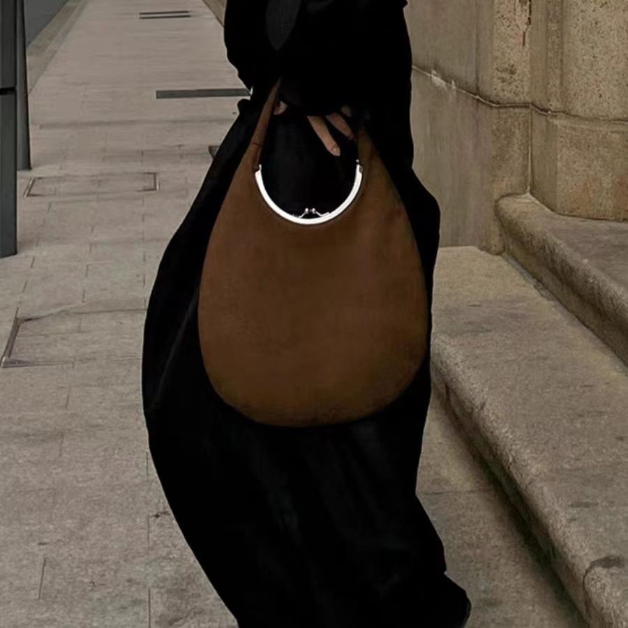 New Hot Selling Women's Bag French Retro Fashion Enjoy Silk Slippery Premium Style Versatile Suede Egg Bag_voghion.com