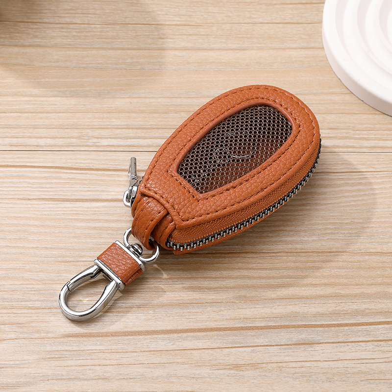 Bolsa de llaves de automóvil de cuero simple, bolsa de llaves de luz solar para hombres, bolsa de llaves universales para mujeres, bolsa de almacenamiento de llaves coreanas