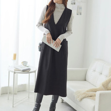 跨境亚马逊现货外贸韩国韩版日系日本乐毛呢连衣裙春秋冬加厚外穿