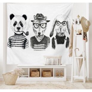 Animal Panda Fox Pattern Tapestry Distinctive Modern Creative Tapestry Living Room Wall Decoration Bedroom Home Tapestry