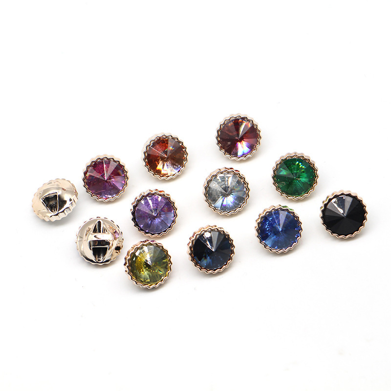 Factory spot colored glass diamond button men's and women's shirt knitwear diamond button plastic high lace round button