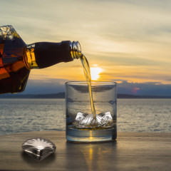 クリエイティブバー酒具304ステンレス鋼急凍氷酒石扇貝殻の形は氷粒を再利用できる