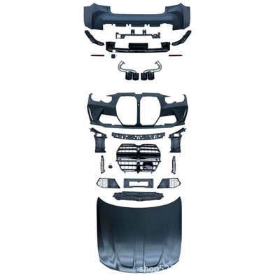 Suitable for BMW 3 Series G20/G28 modified M3 front bar middle net cover rear bar rear lip tail throat free lamp surround (Big Surrounded) - 20-22-bmw-3-series-modified-m3-front-bumper-center-mesh-cover-rear-bumper-rear-lip-tail-throat