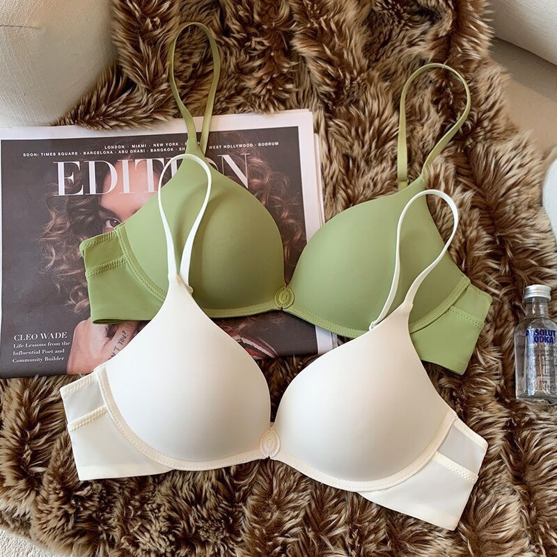 Seamless Front-Clasp Bra for Women with Small Busts, Enhancing and Lifting Effect, Thin Style, Side Support, Anti-Sagging, Cotton Bra