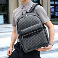 批发高级感新款格纹双肩包时尚大容量商务电脑包出差旅行休闲背包