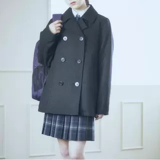 JK制服秋冬双排扣毛呢大衣女日本代购同款 Pea coat基础款现货
