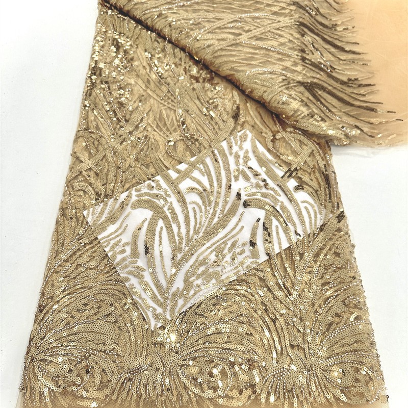 Nueva tela de lentejuelas de tubo de cuentas de moda tela de bordado con cuentas vestido de novia de alta costura tela de vestido de moda